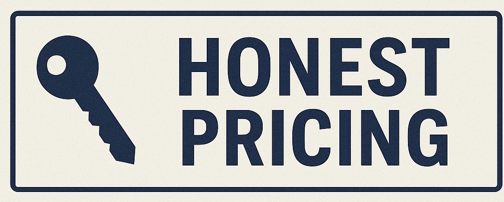 Image saying Honest pricing Newcastle commercial and residential lockout specialists are a transparent pricing promise company